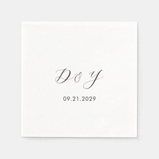 Daria White Modern Wedding Serviette (Vorderseite)