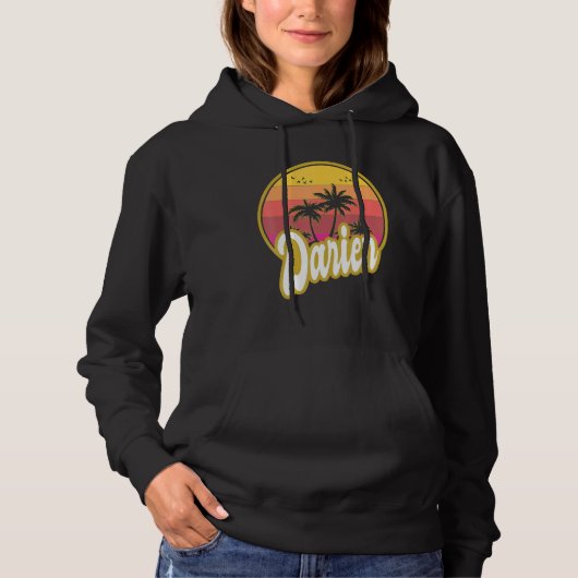 Darien Georgia Beach Retro Sunset Hoodie (Vorderseite)