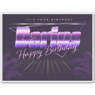 Darius Name Vorname lila retro Sticker Geburtstag