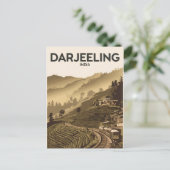 Darjeeling India Illustration Travel Art Vintag Postkarte (Stehend Vorderseite)