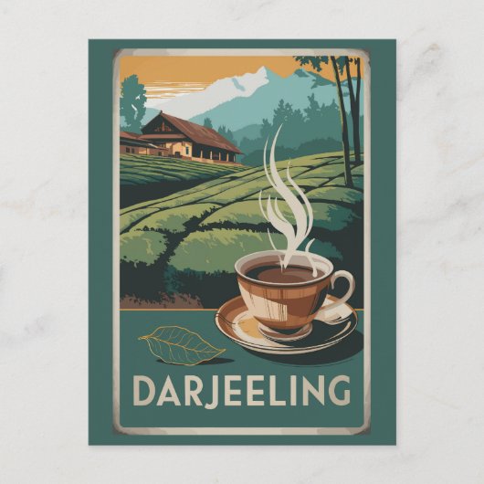 Darjeeling India Tea Travel Art Vintag Postkarte (Vorderseite)