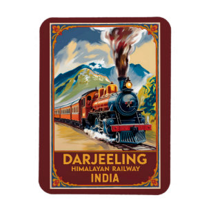 Darjeeling India Train Painterly Travel Art Retro Magnet
