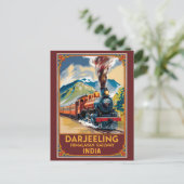 Darjeeling India Train Painterly Travel Art Retro Postkarte (Stehend Vorderseite)