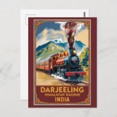 Darjeeling India Train Painterly Travel Art Retro Postkarte (Vorne/Hinten)
