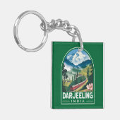 Darjeeling India Travel Art Emblem Schlüsselanhänger (Vorderseite links)