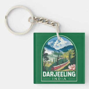 Darjeeling India Travel Art Emblem Schlüsselanhänger