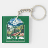 Darjeeling India Travel Art Emblem Schlüsselanhänger (Rückseite)