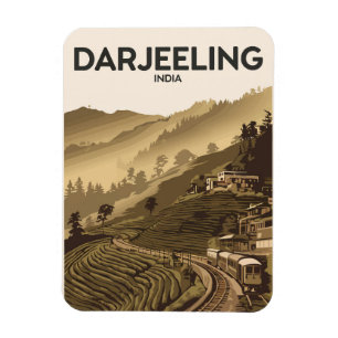 Darjeeling Indien Illustration Reise Kunst Vintage Magnet