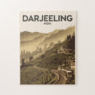 Darjeeling Indien Illustration Reise Kunst Vintage Puzzle