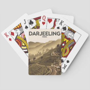 Darjeeling Indien Illustration Reise Kunst Vintage Spielkarten
