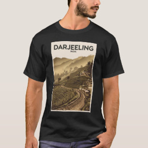 Darjeeling Indien Illustration Reise Kunst Vintage T-Shirt