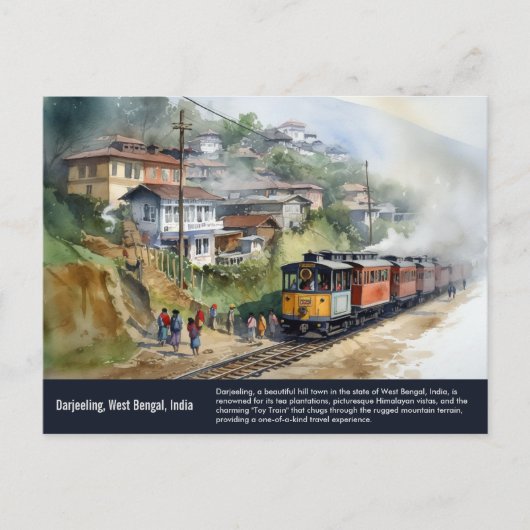 Darjeeling Indien | Wasserfarbenmalerei auf Reisen Postkarte (Vorderseite)