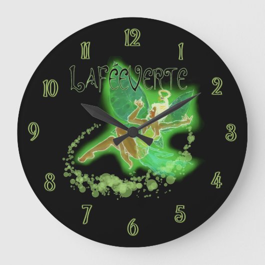 Dark Absinthe Fairy 2 Große Wanduhr (Vorderseite)