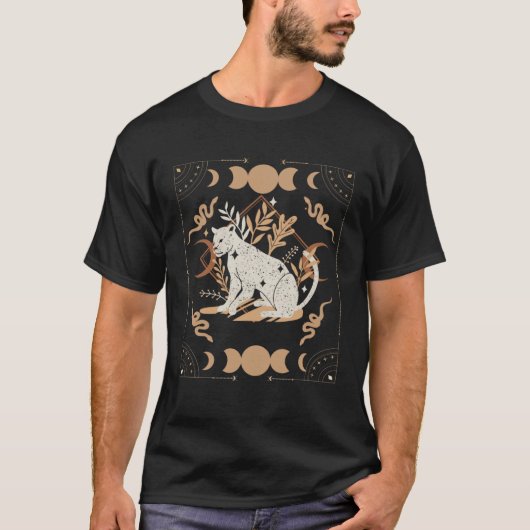 Dark Academia Aesthetic Celestial Boho Tarot Leopa T-Shirt (Vorderseite)