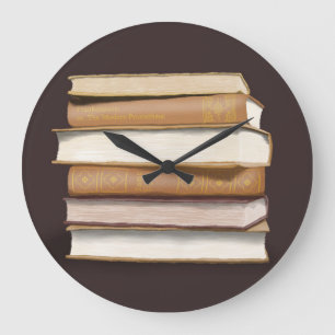 Dark Academia Antique Books Große Wanduhr