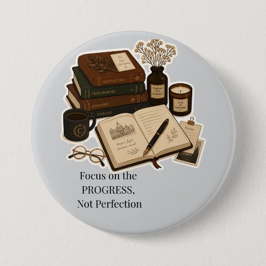 Dark Academia Ästhetik-Studienplaner Button (Vorderseite)