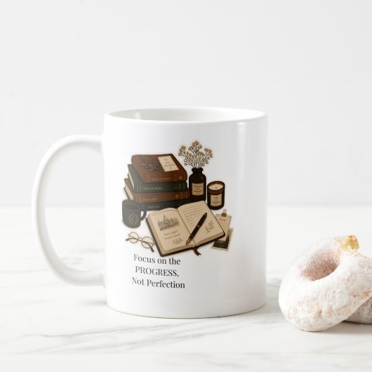 Dark Academia Ästhetik-Studientasse  Kaffeetasse (Mit Donut)