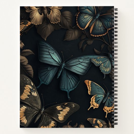 Dark Academia Ästhetische Schmetterlingsbezeichnun Notizblock (Rückseite)