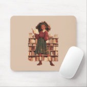 Dark Academia Black Girl Library Mousepad (Mit Mouse)