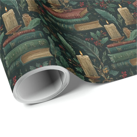 Dark Academia Book Lover Wrapping Paper Geschenkpapier (Rolleneckpunkt)