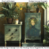 Dark Academia Botanic Abbildung BD7 Decoupage Seidenpapier