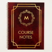 Dark Academia Burgunder Gold Monogramm Kurs Planer (Vorderseite)