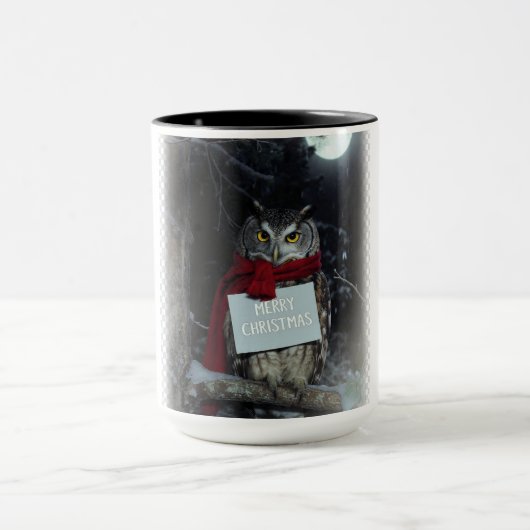 Dark Academia Christmas Owl Merry Tasse (Zentrum)
