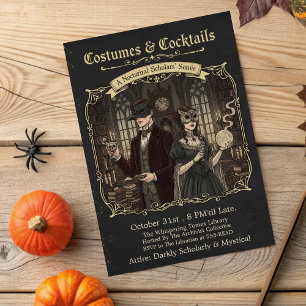 Dark Academia Costumes & Cocktails Halloween-Party Einladung