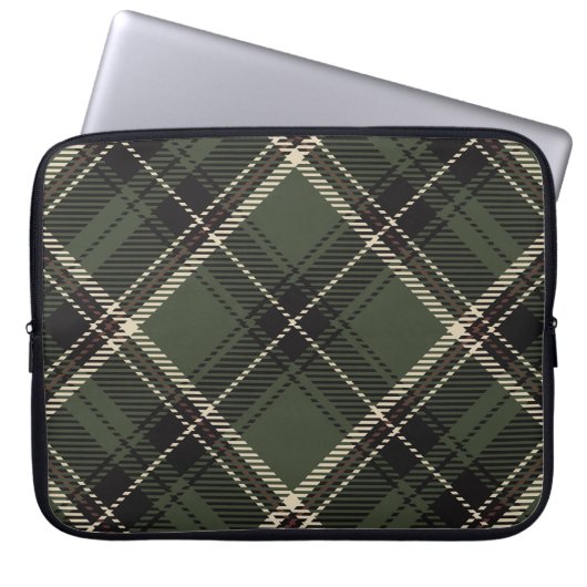 Dark Academia Dark Spruce Green Kariert Laptopschutzhülle (Vorderseite)