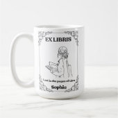 Dark Academia Ex Libris Personalisiertes Lesetageb Kaffeetasse (Links)
