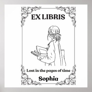 Dark Academia Ex Libris Personalisiertes Lesetageb Poster