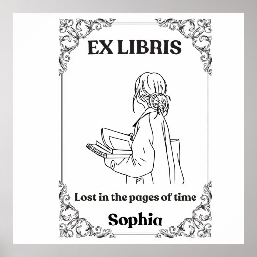 Dark Academia Ex Libris Personalisiertes Lesetageb Poster (Vorne)