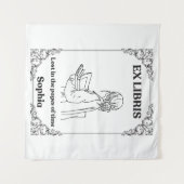 Dark Academia Ex Libris Personalisiertes Lesetageb Wandteppich (Vorderseite (Horizontal))