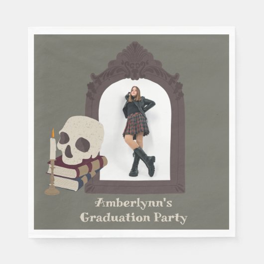 Dark Academia Foto Graduation Party Serviette (Vorderseite)