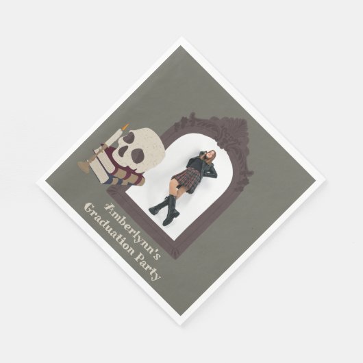 Dark Academia Foto Graduation Party Serviette (Ecke)