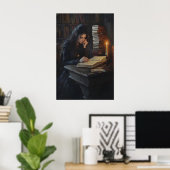 Dark Academia Girl Reading Art Gothic Library Cand Poster (Heimbüro)
