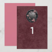 Dark Academia Goth Wedding Table Numbers Einladung (Vorne/Hinten)