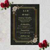 Dark Academia Gothic Black Gold Elegant Wedding Begleitkarte