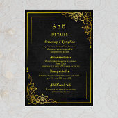 Dark Academia Gothic Black Gold Elegant Wedding Begleitkarte