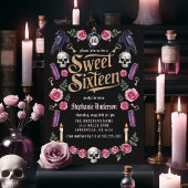 Dark Academia Gothic Gold Floral Sweet 16 Einladung