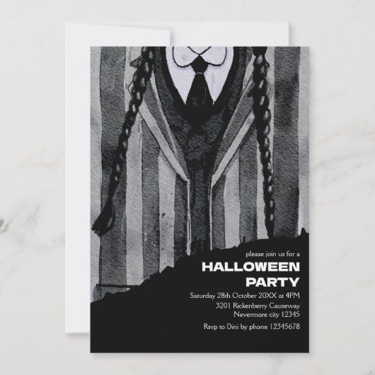 Dark Academia Gothic Schoolgirl Halloween-Party Einladung (Vorderseite)