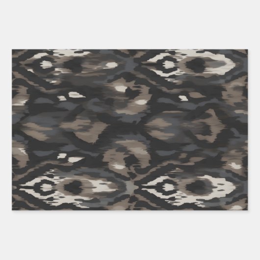 Dark Academia Ikat Modernes Wrapping Paper Geschenkpapier Set (Vorderseite 3)