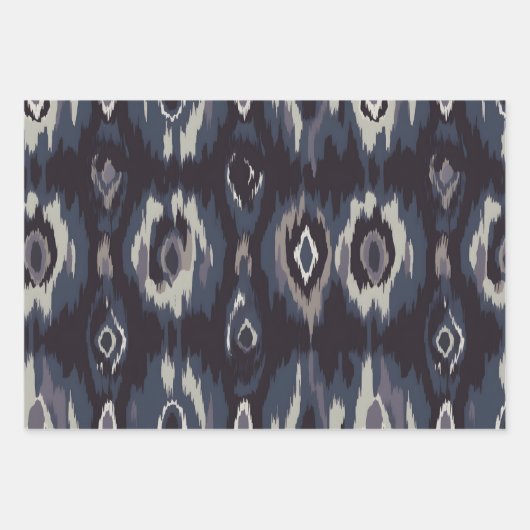 Dark Academia Ikat Modernes Wrapping Paper Geschenkpapier Set (Vorderseite 2)
