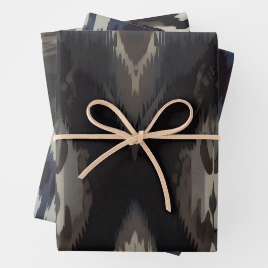 Dark Academia Ikat Modernes Wrapping Paper Geschenkpapier Set (Beispiel)