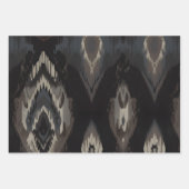 Dark Academia Ikat Modernes Wrapping Paper Geschenkpapier Set (Vorderseite)