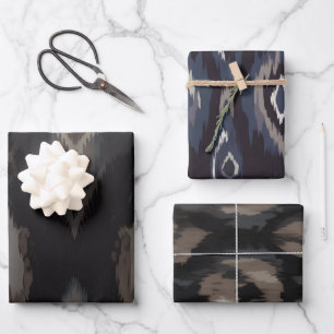 Dark Academia Ikat Modernes Wrapping Paper Geschenkpapier Set