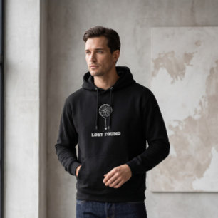Dark Academia Kompass Lost Found Schwarz Streetwea Hoodie