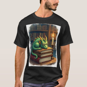 Dark Academia Lesender Drache Sticker Buchwurm Ärm T-Shirt