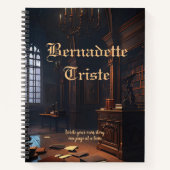 Dark Academia Library Books Vibes Name Sentiment Notizblock (Vorderseite)