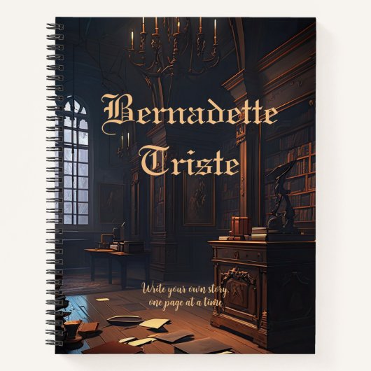 Dark Academia Library Books Vibes Name Sentiment Notizblock (Vorderseite)